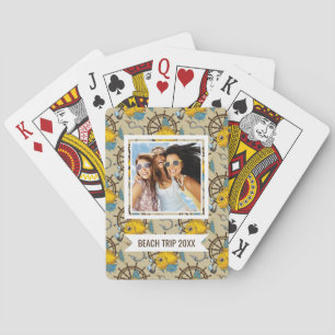Add Your Name Sea Captain Fish Pattern Playing Cards