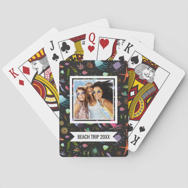 Add Your Name | Sea Critters Pattern Playing Cards (Back)