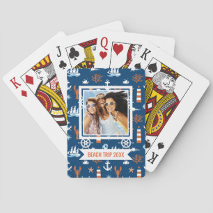 Add Your Name Sea Theme Pattern Playing Cards