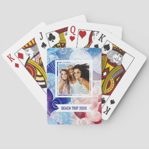 Add Your Name   Seashell Scene Pattern Playing Cards