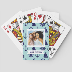 Add Your Name Seaside Pattern Playing Cards