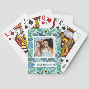 Add Your Name Shades Of Blue Seashells And Starf Playing Cards