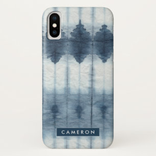 Add Your Name   Shibori Indigio Print iPhone X Case
