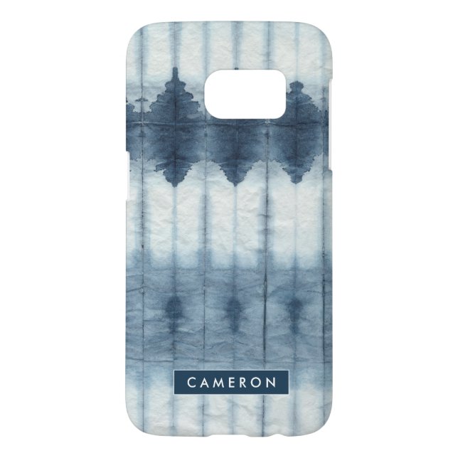 Add Your Name | Shibori Indigio Print Case-Mate Samsung Galaxy Case (Back)