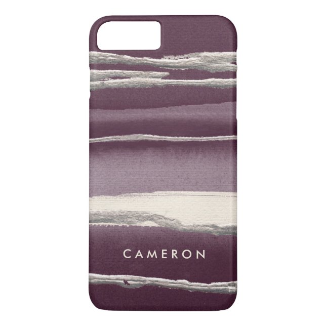 Add Your Name | Silver Rose Purple Abstract Print Case-Mate iPhone Case (Back)