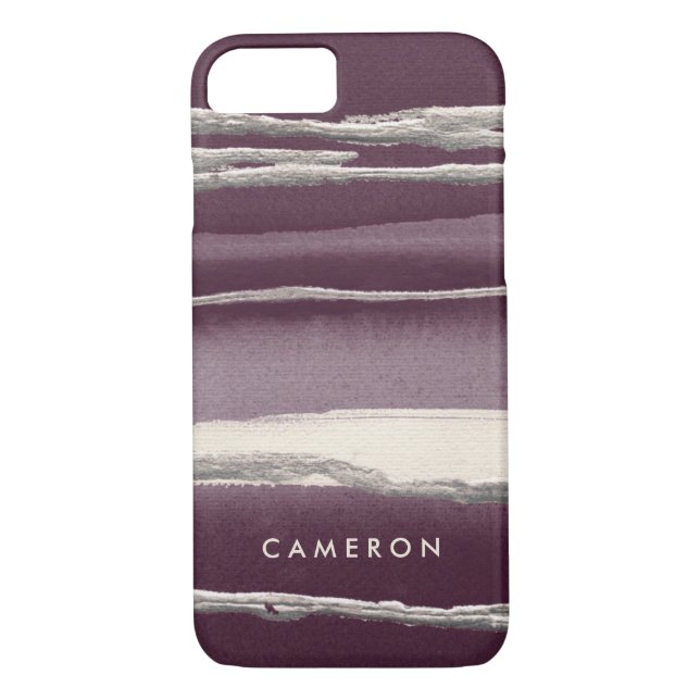 Add Your Name | Silver Rose Purple Abstract Print Case-Mate iPhone Case (Back)