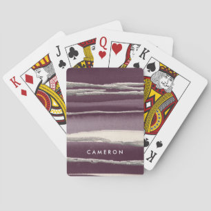 Add Your Name Silver Rose Purple Abstract Print Playing Cards