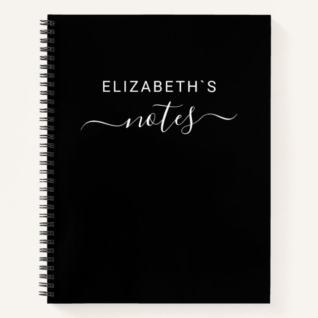 Add Your Name | Simple Black Notebook (Front)