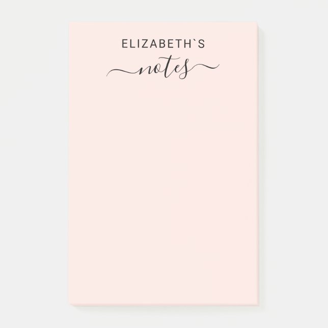 Add Your Name Simple Blush Pink Post-it Notes (Front)
