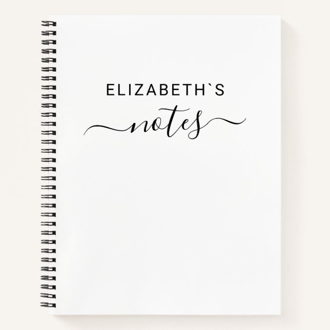 Add Your Name | Simple Blush White Notebook (Front)