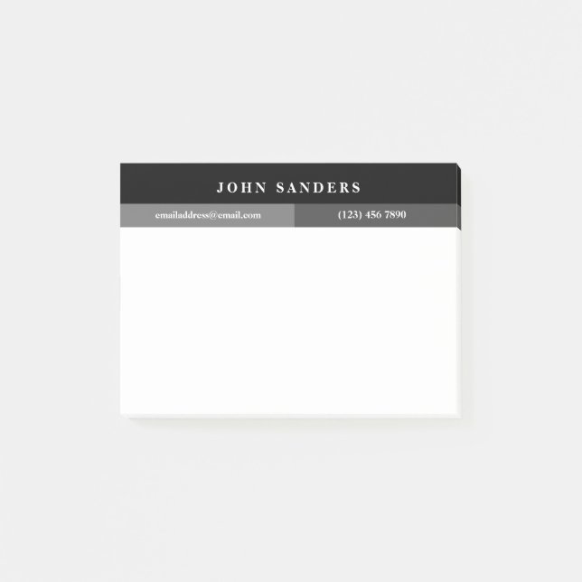 Add Your Name Simple Grey Post-it Notes (Front)