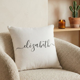Add Your Name Simple Handwriting White Cushion