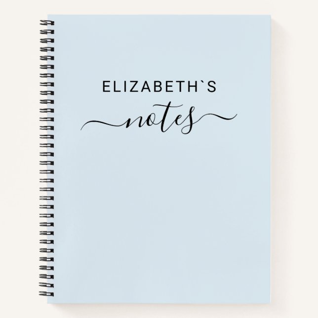 Add Your Name | Simple Pastel Blue Notebook (Front)