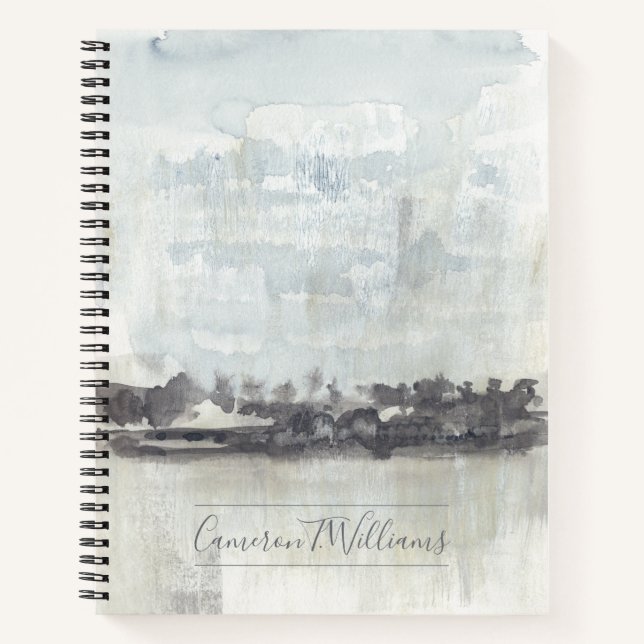 Add Your Name | Sky Horizon - Neutral Colours Notebook (Front)