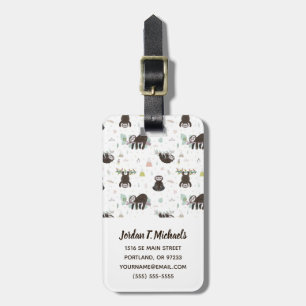 Add Your Name   Sleepy Sweet Sloth Pattern Luggage Tag