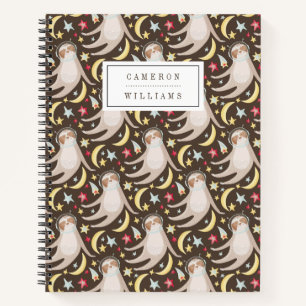 Add Your Name Sloth Astronaut Pattern Notebook
