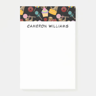 Add Your Name Sloth Sweet Treats Pattern Post-it Notes