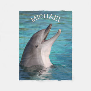 Add Your Name Smiling Dolphin Photo Fleece Blanket
