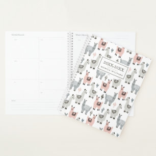 Add Your Name Smiling Llamas Pattern Planner