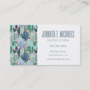 Add Your Name Soft Patel Cactus Pattern Business Card