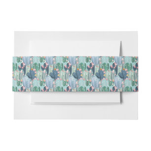 Add Your Name Soft Patel Cactus Pattern Invitation Belly Band