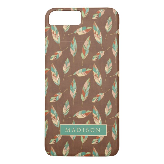 Add Your Name | Southwest Feather Pattern Case-Mate iPhone Case (Back)
