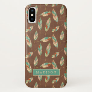 Add Your Name   Southwest Feather Pattern iPhone X Case