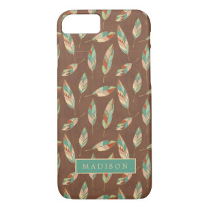 Add Your Name   Southwest Feather Pattern iPhone 8/7 Case