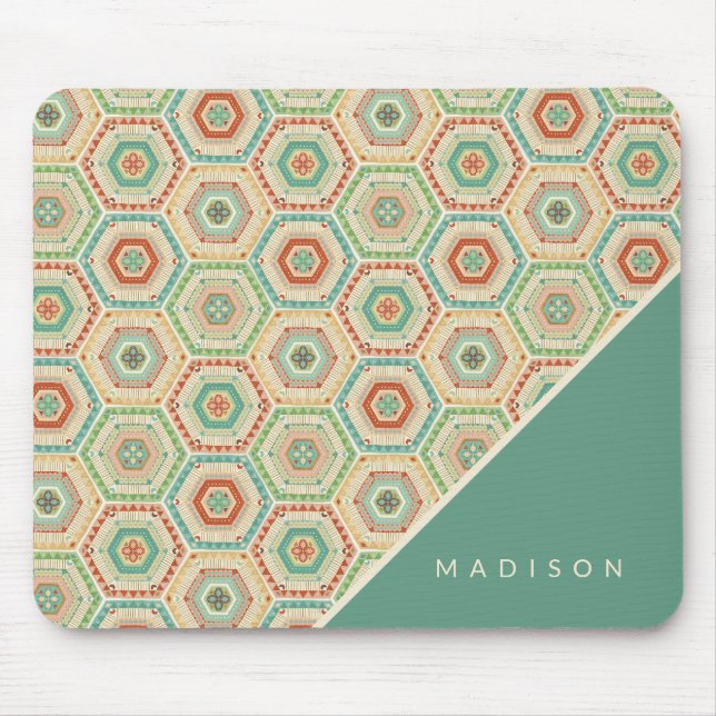 Add Your Name | Southwest Hexagon Pattern Mouse Pad (Front)