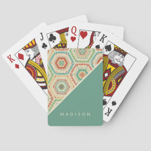 Add Your Name   Southwest Hexagon Pattern Playing Cards