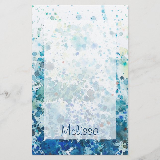 Add Your Name | Speckled Sea I Stationery (Front)