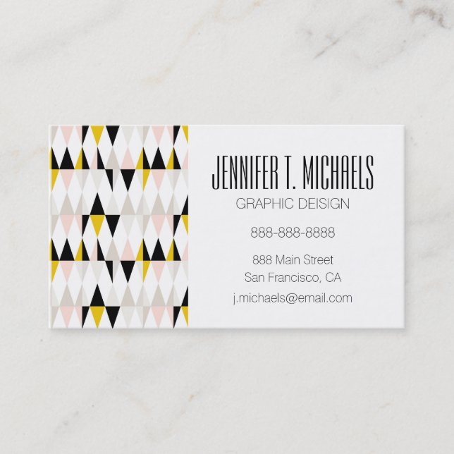Add Your Name | Split Geometric Triangle Pattern Business Card (Front)