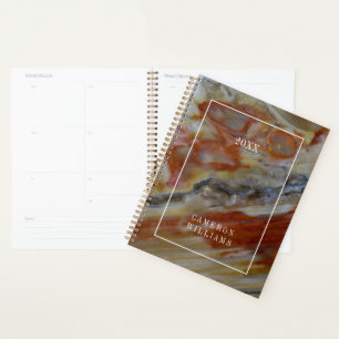 Add Your Name Striated Petrified Wood Planner