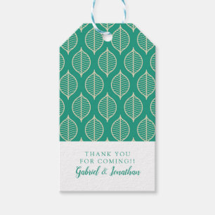 Add Your Name Stylised Green Leaf Pattern Gift Tags