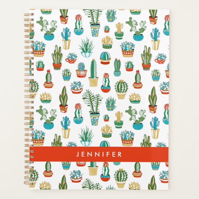 Add Your Name | Succulents Pattern Planner (Front)
