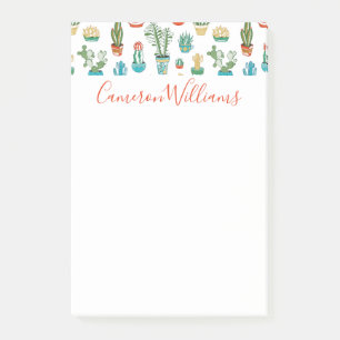 Add Your Name   Succulents Pattern Post-it Notes