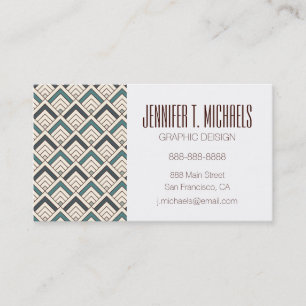 Add Your Name Teal Geometric Pattern Business Card