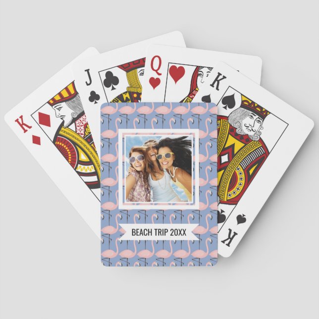 Add Your Name | Tender Flamingo Pattern Playing Cards (Back)