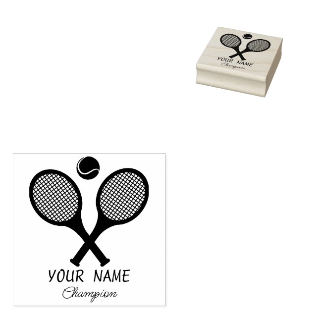 Add Your Name Tennis Personalised  Rubber Stamp (Stamped)
