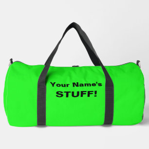 Add Your Name Text (1or 2 lines) Fluro Green Duffle Bag