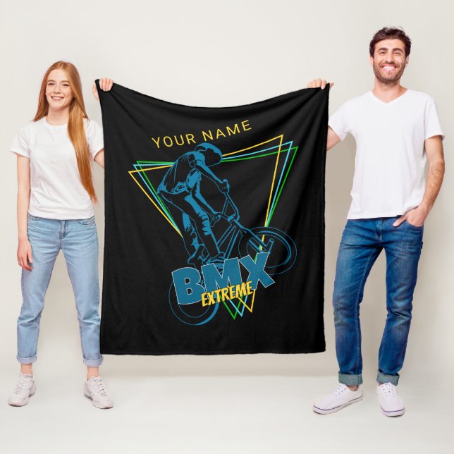 Add Your Name Text Extreme BMX Geometric           Fleece Blanket (In Situ)