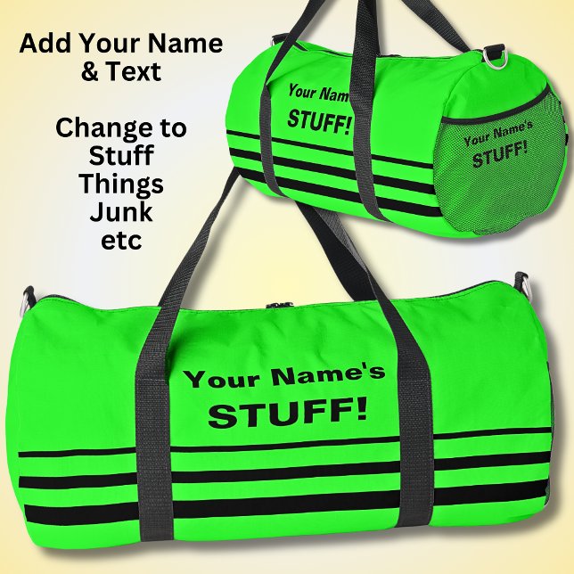 Add Your Name Text  Fluro Green Duffle Bag (Creator Uploaded)