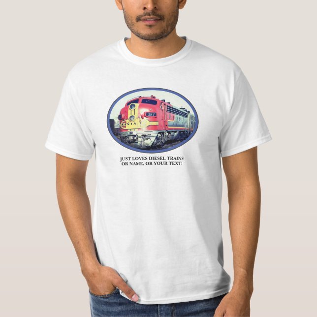 Add Your Name Text Image,  Oval Photo Diesel Train T-Shirt (Front)