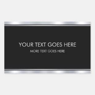 Add Your Name Text Modern Elegant Black And Silver Rectangular Sticker