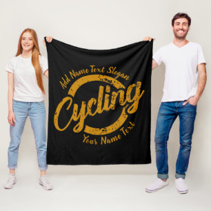 Add Your Name Text Slogan to Cycling Wheel  Fleece Blanket