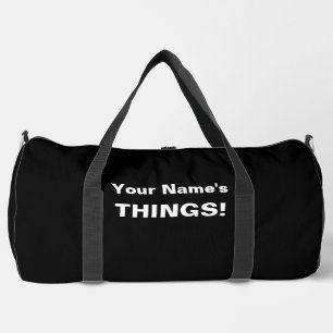 Add Your Name Text Subject (1 or 2 lines) Black Duffle Bag