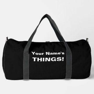 Add Your Name Text Subject (1 or 2 lines) Black Duffle Bag