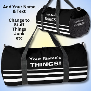 Add Your Name Text Subject Black Duffle Bag