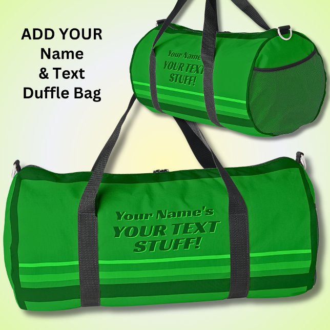 Add Your Name & Text Subject Green Striped Duffle Bag (Creator Uploaded)