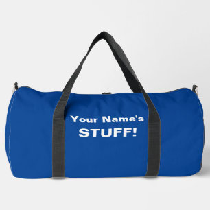 Add Your Name Text Subject (or 2 lines) Blue Duffle Bag